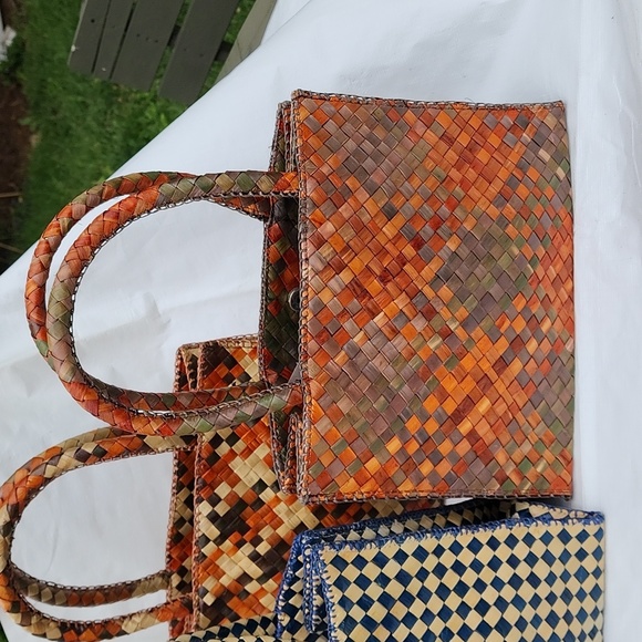 Palm leaf woven tote bags with lining. - Picture 4 of 6